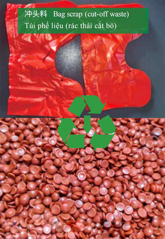 Sản xuất hạt nhựa từ túi phế liệu (rác thải cắt bỏ)